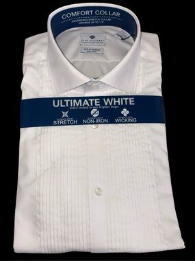 Ryan Seacrest Distinction Ultimate White Slim Stretch Tux Dress Shirt 16 34/35